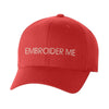 Custom Text Embroidered Red Flex-Fit Cap