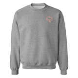 Custom embroidered grey sweatshirt with custom embroidered initial on front