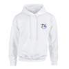 Custom embroidered white hoodie sweatshirt with embroidered monogram initials on front