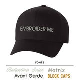 Custom Text Embroidered Black Flex-Fit Cap