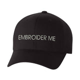 Custom Text Embroidered Black Flex-Fit Cap