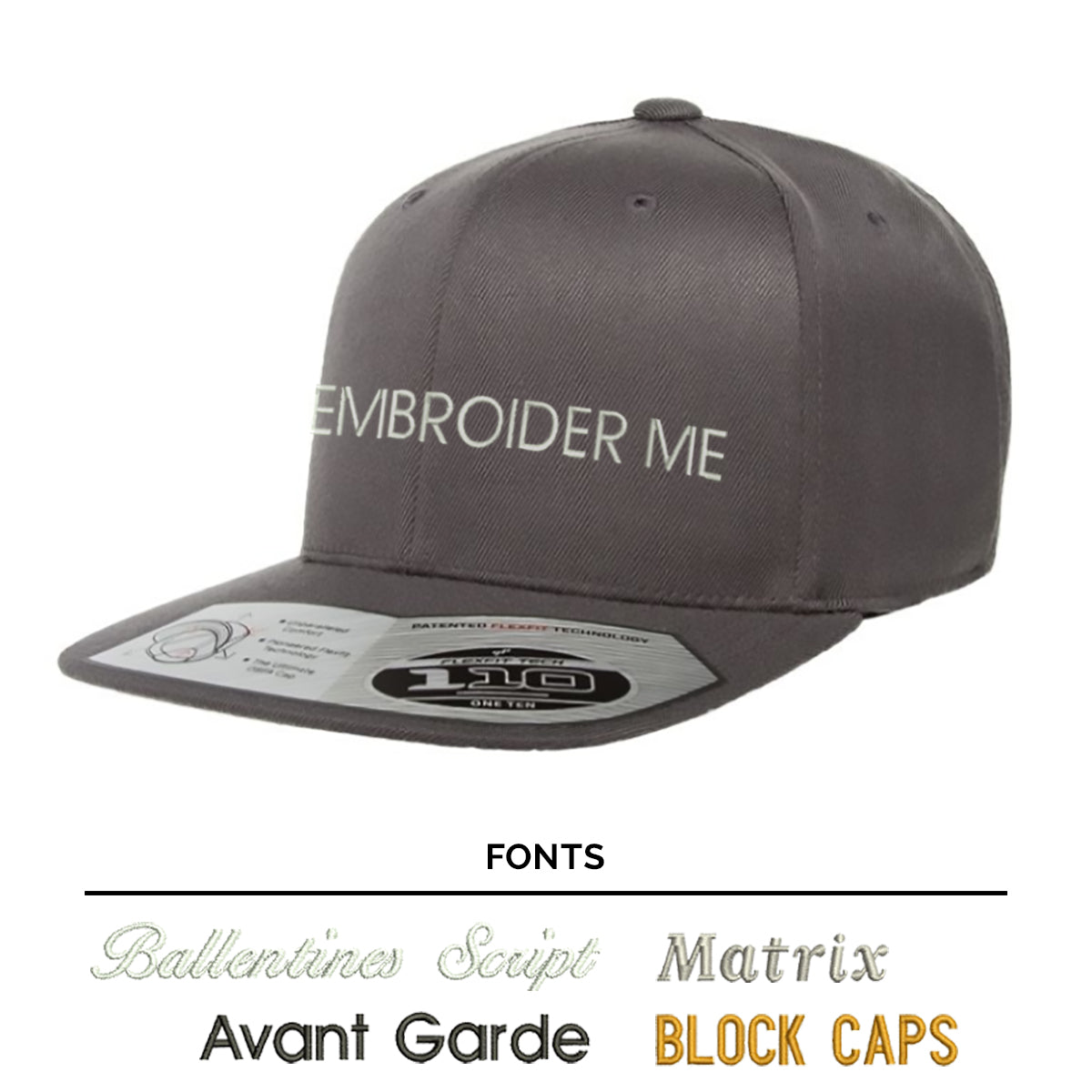 Custom Text Embroidered Flex-Fit Snapback Cap – MAKE Vancouver