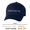 Custom Text Embroidered Navy Flex-Fit Cap