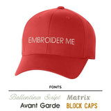 Custom Text Embroidered Red Flex-Fit Cap