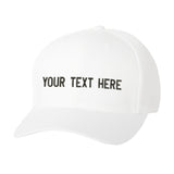 Custom Text Embroidered White Flex-Fit Cap