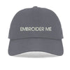 Custom embroidered chino cap with custom text embroidered