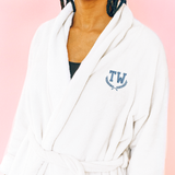 Custom embroidered bath robe with custom embroidered initials