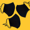 Plain Solid Black Cotton Face Mask Pack of 50