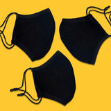 Plain Solid Black Cotton Face Mask Pack of 50
