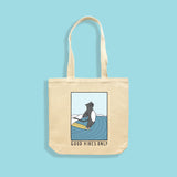 MAKE Original - Surfing Cat Bleu Marie - Tote Bag Natural