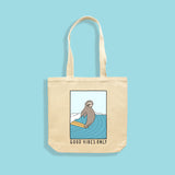 MAKE Original - Surfing Sloth Bleu Marie - Tote Bag Natural