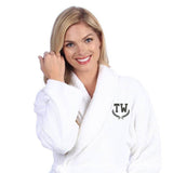Custom embroidered bath robe with custom embroidered initials